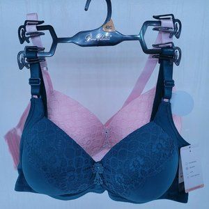 Prima Valentina 2 Pack Women's Bras, Blue and Pink, 42C New with Tags Solid Lace